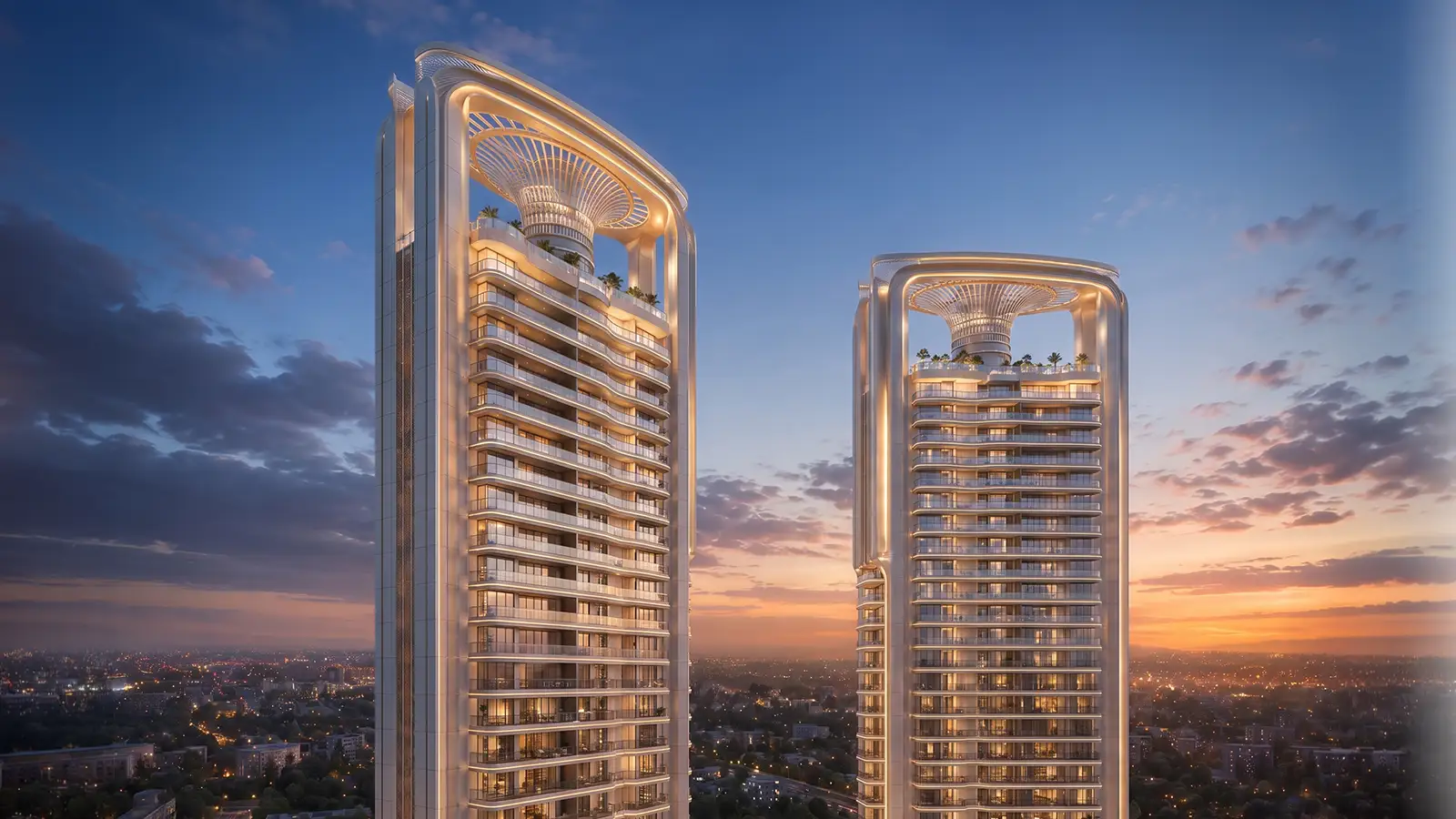Brabus Residences Aerial Dusk Rendering